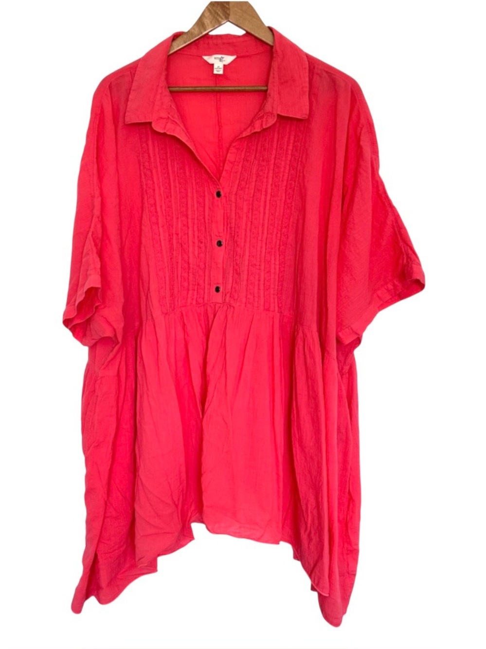 Terra & Sky Plus Shirt Women’s 3X Orange Cotton Short Sleeve Collar Lightweight